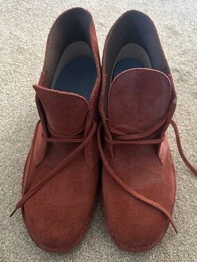 Rust Colored Clark original desert ankle boot.